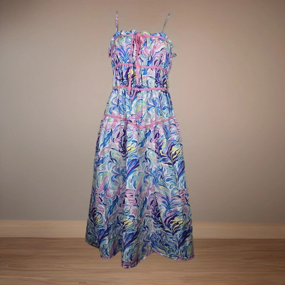 NWT Simply Southern Tiered Abstract Floral Print Dress. Size L. Ret $60